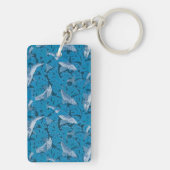 魚水泳海藻コーラルブルーヴィンテージクラシック キーホルダー (裏面)
