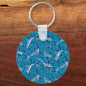 魚水泳海藻コーラルブルーヴィンテージクラシック キーホルダー (裏面)