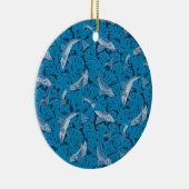 魚水泳海藻コーラルブルーヴィンテージクラシック セラミックオーナメント (右)