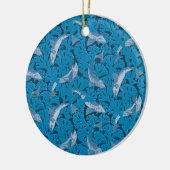 魚水泳海藻コーラルブルーヴィンテージクラシック セラミックオーナメント (左)
