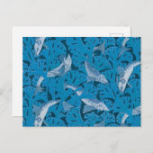 魚水泳海藻コーラルブルーヴィンテージクラシック ポストカード (正面/裏面)