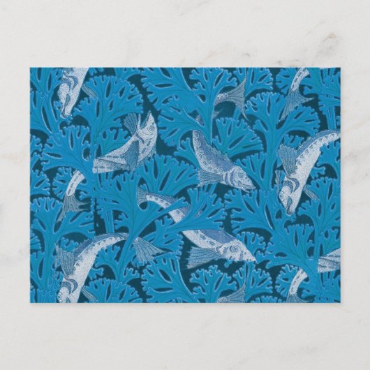 魚水泳海藻コーラルブルーヴィンテージクラシック ポストカード (正面)