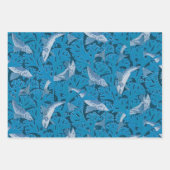 魚水泳海藻コーラルブルーヴィンテージクラシック ラッピングペーパーシート (正面)