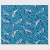 魚水泳海藻コーラルブルーヴィンテージクラシック ラッピングペーパー (フラット)
