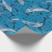 魚水泳海藻コーラルブルーヴィンテージクラシック ラッピングペーパー (角)