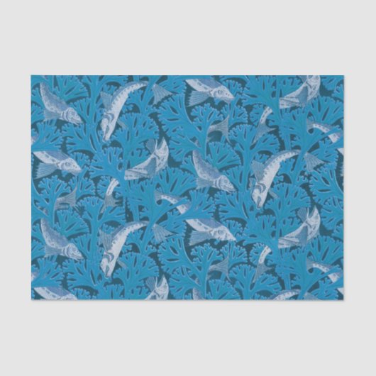 魚水泳海藻コーラルブルーヴィンテージクラシック 薄葉紙 (正面)