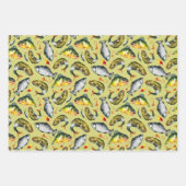 魚浮きフックアングラー水彩魚釣りテーマ ラッピングペーパーシート (正面)