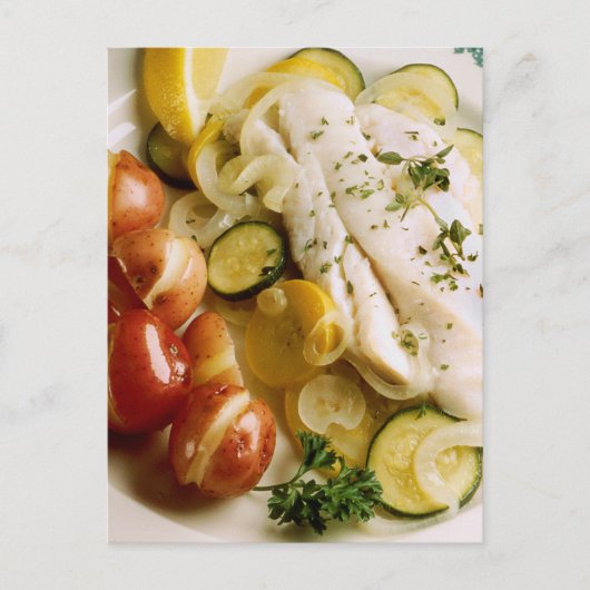 魚焼いたの夕飯 ポストカード (正面)