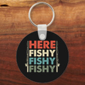 魚狩り魚釣り釣り竿漁師 キーホルダー (正面)