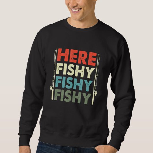 魚狩り魚釣り釣り竿漁師 スウェットシャツ (正面)