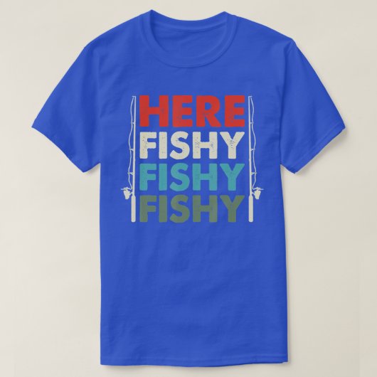 魚狩り魚釣り釣り竿漁師 Tシャツ (デザイン正面)