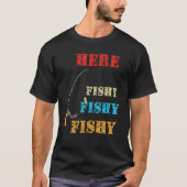魚狩り魚釣り釣り竿漁師 Tシャツ (正面)