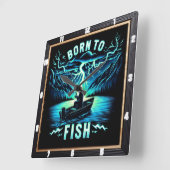魚生まれのファンタジー魚釣りの旅 スクエア壁時計 (傾斜)