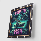 魚生まれを釣るはっきりした スクエア壁時計 (傾斜)