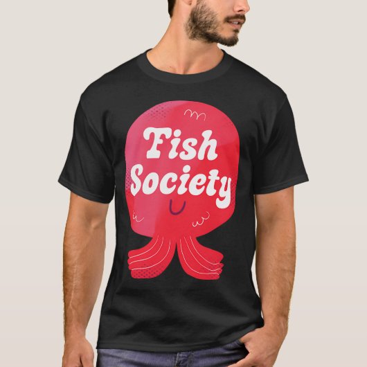 魚社会バッジ Tシャツ (正面)