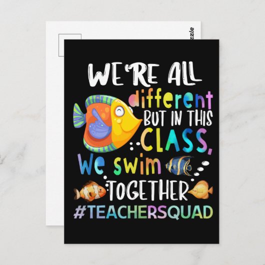 魚私たちは私たち違うは泳ぐ先生ギフトT-S ポストカード (正面/裏面)