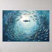 魚竜巻オイルペインティングデジタルプリント ポスター (正面)