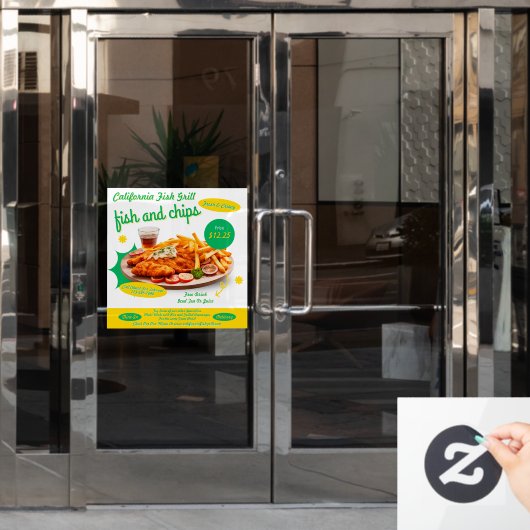 魚粉カスタマイズカフェ販売促進ドア ウィンドウサイン (オフィスドア)