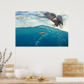 魚素晴らしを襲うオウワシ ポスター (キッチン)