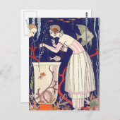 魚素晴らし夏ドレスGeorge Barbier ポストカード (正面/裏面)