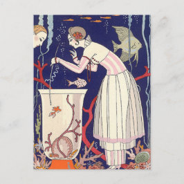 魚素晴らし夏ドレスGeorge Barbier ポストカード