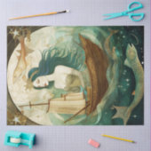 魚素朴初期のの切り離しを持つ女性 薄葉紙 (クラフト)