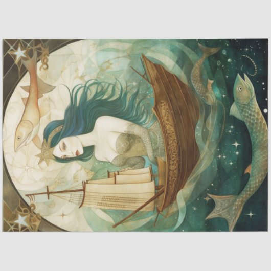 魚素朴初期のの切り離しを持つ女性 薄葉紙 (正面)