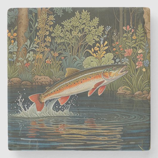 魚素朴魚釣りフライ ストーンコースター (正面)