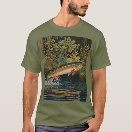 魚素朴魚釣りフライ Tシャツ (正面)