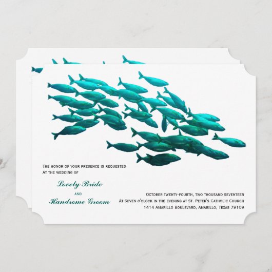 魚結婚式招待状 招待状 (正面/裏面)