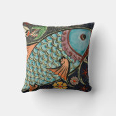 魚絵を描ヴィンテージ クッション (裏面)