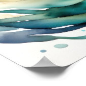 魚絵画の水色 ポスター (角)