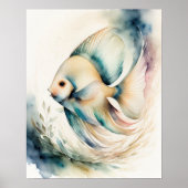 魚絵画の水色 ポスター (正面)