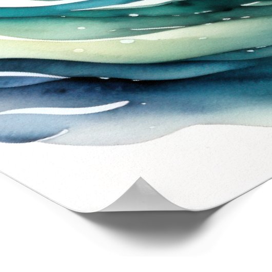 魚絵画の水色 ポスター (角)