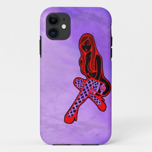魚網および花Pin (紫色の霞) Case-Mate iPhoneケース (裏面)