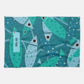 魚航海の型船名 キッチンタオル (横)
