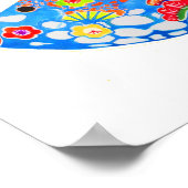 魚色沖縄伝統的デザイン ポスター (角)