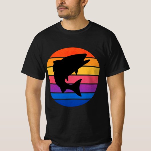 「魚芸術的イラストレーションTシャツ – 自然インスピリ Tシャツ (正面)
