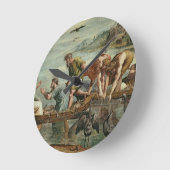 魚荷車を引くの奇蹟 ラウンド壁時計 (傾斜)