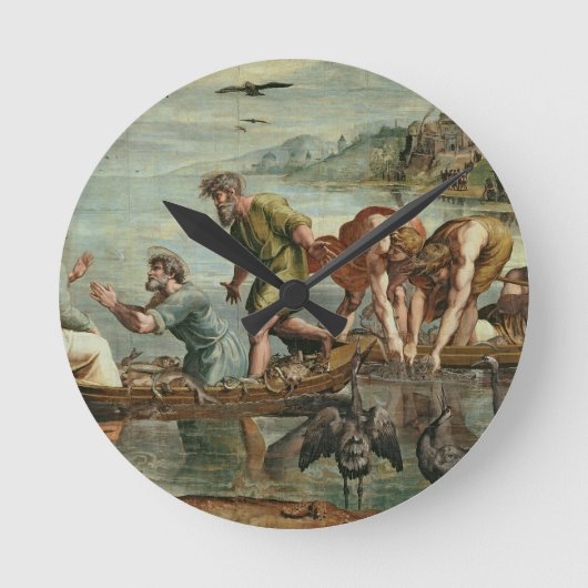 魚荷車を引くの奇蹟 ラウンド壁時計 (正面)