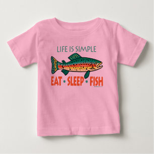 魚釣りおもしろいことわざベビーガールピンク ベビーTシャツ