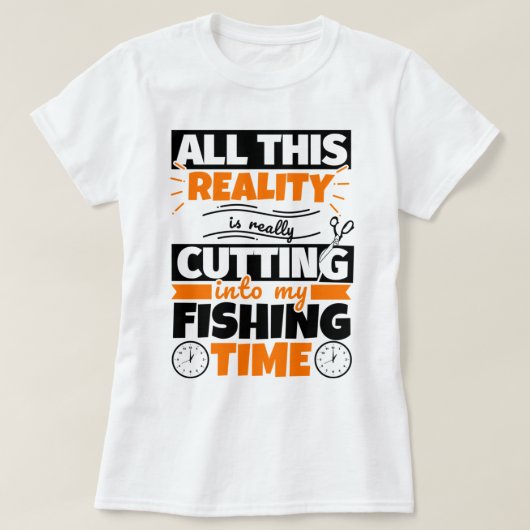 魚釣りおもしろいことわざホビー Tシャツ (デザイン正面)