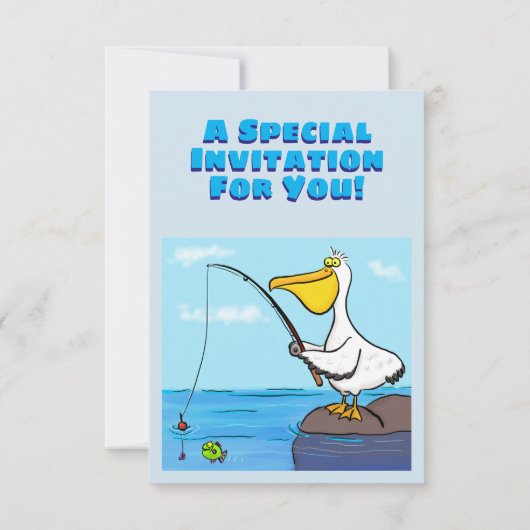 魚釣りおもしろいのペリカン漫画への招待 招待状 (裏面)