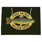 魚釣りおもしろいの言葉 ラージペーパーバッグ (正面)