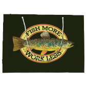 魚釣りおもしろいの言葉 ラージペーパーバッグ (裏面)