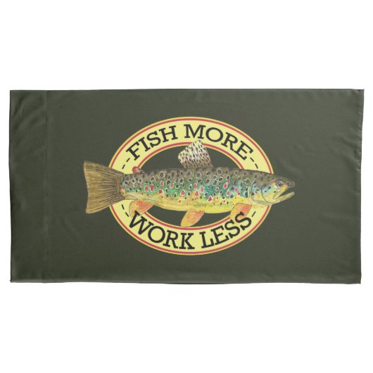 魚釣りおもしろいの言葉 枕カバー (正面)