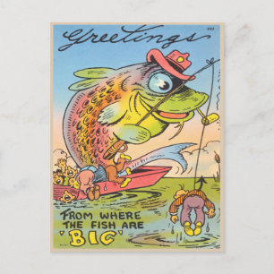 魚釣りおもしろいはがき漁師魚漫画 ポストカード