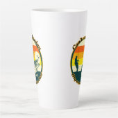 魚釣りおもしろいは今日は動けない腕がギプス中だ カフェラテマグ (正面)