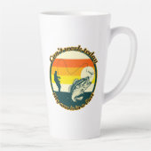 魚釣りおもしろいは今日は動けない腕がギプス中だ カフェラテマグ (右)