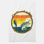 魚釣りおもしろいは今日は動けない腕がギプス中だ キッチンタオル (縦)